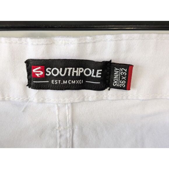 Y2K Southpole Skinny Jeans White Men's Size 36x32 - Picture 6 of 13